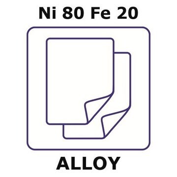 Nickel-iron alloy, Ni80Fe20 foil, 25 x 25mm, 1.0mm thickness, as rolled