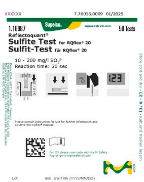 亚硫酸盐测试 reflectometric, 10-200&#160;mg/L (SO32-), for use with REFLECTOQUANT&#174;