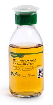 Tryptic Soy Broth Ready-to-use Bottles bottle capacity 125&#160;mL, bottle filling volume 100&#160;mL , filling volume, closure type, green screw cap with septum, double packed of 12&#160;bottles