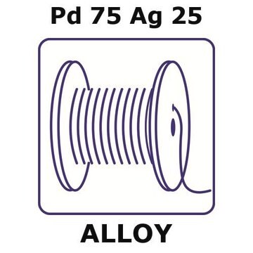 Palladium/Silver wire, 1.0&#160;mm diameter, Pd75%/Ag25%, length 0.05 m, temper as drawn