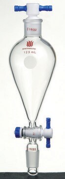 Synthware&#8482; Squibb-style separatory funnel with standard taper joints, PTFE stopcock and PTFE stopper 10 mL, joint: ST/NS 14/20, PTFE stopcock and PTFE stopper