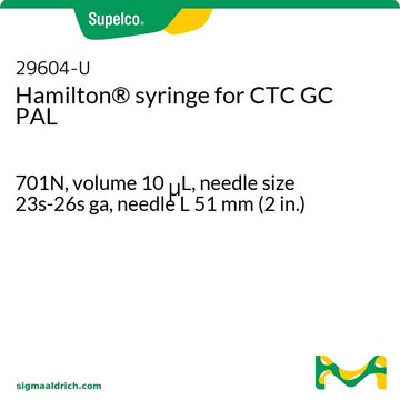 用于 CTC GC PAL 的 Hamilton&#174; 注射器 701N, volume 10&#160;&#956;L, needle size 23s-26s ga, needle L 51&#160;mm (2&#160;in.)