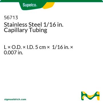 Tubo capilar de acero inoxidable de 1/16 pulgadas L × O.D. × I.D. 5&#160;cm × 1/16&#160;in. × 0.007&#160;in.