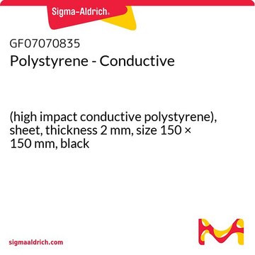 Polystyrene - Conductive (high impact conductive polystyrene), sheet, thickness 2&#160;mm, size 150 × 150&#160;mm, black