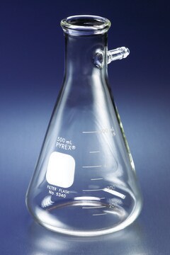 Pyrex&#174; heavy wall graduated filtering flask, with tubulation 12.5 mm O.D. hose-connection, capacity 4,000&#160;mL