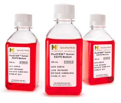 PluriSTEM&#174;-Medium für humane ES/iPS-Zellen Defined small molecule based serum-free medium that enables feeder-free culture of human ES/iPS cells and allows for media exchanges every other day without compromising the morphology or long term functionality of human pluripotent stem cells.