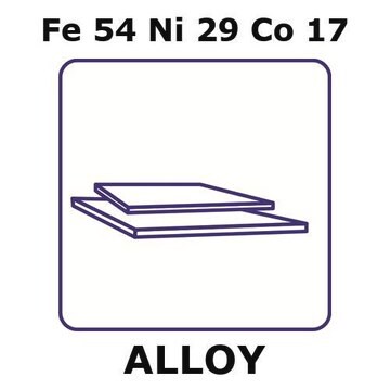 Glass Sealing Alloy, Fe54Ni29Co17 sheet, 100 x 100mm, 12.7mm thickness, annealed