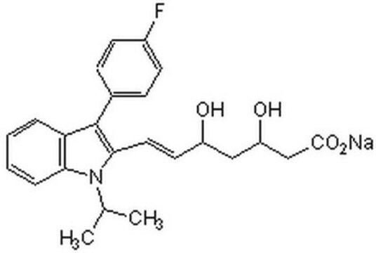 Fluvastatin, Sodium Salt A synthetic HMG-CoA reductase inhibitor (IC&#8325;&#8320; = 40-100 nM for human liver microsomes) that acts as an anti-hypercholesterolemic agent.