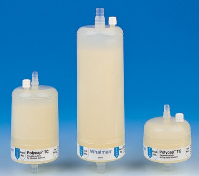 Whatman&#174; Polycap TC encapsulated filter for critical aqueous solutions Polycap TC 75, pore size 1.0&#160;&#956;m, sterile, 1/2 SB inlet and outlet