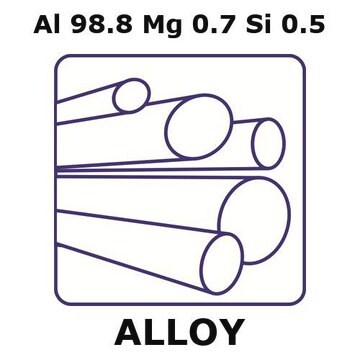 Aluminum/Magnesium/Silicon rod, 3.18&#160;mm diameter, Al98.8%/Mg 0.7%/Si 0.5%, length 200 mm, temper soft