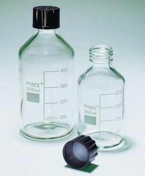 Pyrex&#174; Reagent bottles, round bottom with reusable screw caps capacity 5000&#160;mL