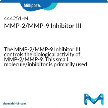 MMP-2/MMP-9-Inhibitor&nbsp;III The MMP-2/MMP-9 Inhibitor III controls the biological activity of MMP-2/MMP-9. This small molecule/inhibitor is primarily used for Protease Inhibitors applications.