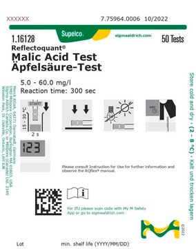 Test kwasu jabłkowego reflectometric, 5.0-60.0&#160;mg/L (malic acid), for use with REFLECTOQUANT&#174;