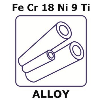 Stainless Steel - AISI 321 alloy, FeCr18Ni9Ti 500mm tube, 1.60mm outside diameter, 0.55mm wall thickness, 0.5mm inside diameter, hard