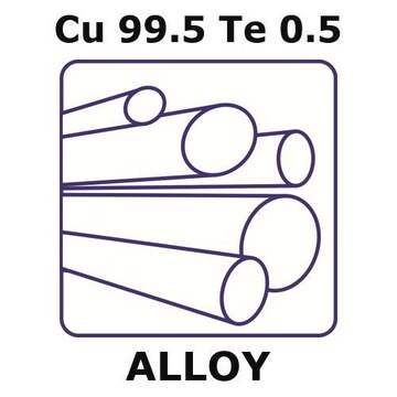 Copper-tellurium alloy, Cu99.5Te0.5 200mm rod, 6.0mm diameter