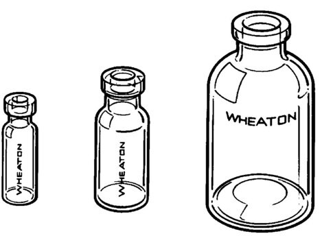 Wheaton Serumflasche aus Glas volume 125&#160;mL, clear, O.D. 20&#160;mm, diam. × H 54&#160;mm × 107&#160;mm