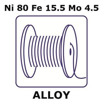 Nickel/Iron/Molybdenum wire, Ni 80%/Fe15.5%/Mo 4.5, 0.5&#160;mm diameter, length 50 m, temper as drawn