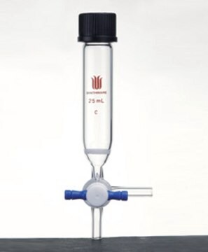 Synthware&#8482; peptide synthesis vessel with fritted disc and T-bore PTFE stopcock 10 mL, porosity: coarse, GL 14