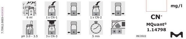 氰化物测试 Method: colorimetric with color-disk comparator 0.03-0.07-0.13-0.2-0.3-0.5-1-2-5 mg/l CN&#8315; MColortest&#174;