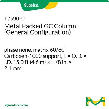 Metal Packed GC Column (General Configuration) phase none, matrix 60/80 Carboxen-1000 support, L × O.D. × I.D. 15.0&#160;ft (4.6&#160;m) × 1/8&#160;in. × 2.1&#160;mm