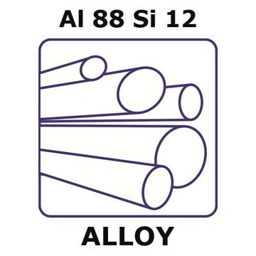 Aluminum/Silicon rod, Al 88%/Si 12%, 10&#160;mm diameter, length 100 mm, condition extruded