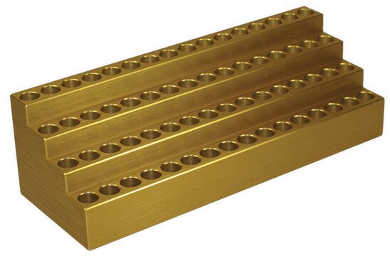 Aluminum heating/cooling block for 1.5 mL tubes, 64 holes, step block (4 rows of 16 holes)