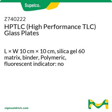 HPTLC (High Performance TLC) Glass Plates L × W 10&#160;cm × 10&#160;cm, silica gel 60 matrix, binder, Polymeric, fluorescent indicator: no