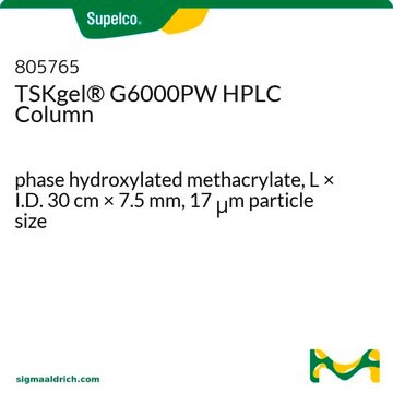 TSK-GEL&#174; 体积排阻（PW 类型）高效液相色谱柱 phase hydroxylated methacrylate, L × I.D. 30&#160;cm × 7.5&#160;mm, 17&#160;&#956;m particle size