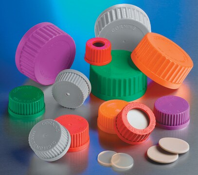 Corning&#174; high-temp PBT screw cap For high temps, red, GL 45 solid top, with PTFE faced silicone liner