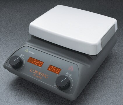 Corning&#174; hotplate and stirrer with digital display AC/DC input 120 V AC, US 3-pin plug, plate L × W 10&#160;in. × 10&#160;in.