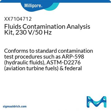 液体污染分析套件，230 V/50 Hz Conforms to standard contamination test procedures such as ARP-598 (hydraulic fluids), ASTM-D2276 (aviation turbine fuels) &amp; federal standard 791a (lubricants, liquid fuels &amp; related products)