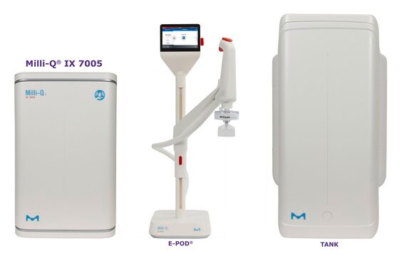 Système de purification d'eau pure Milli-Q&#174;&nbsp;IX 7005 The most advanced Milli-Q&#174; pure water system for the production of Elix&#174; quality water at a flow rate of 5 L/h., input: potable tap water, output: type 2 water (> 5&#160;M&#937;·cm)