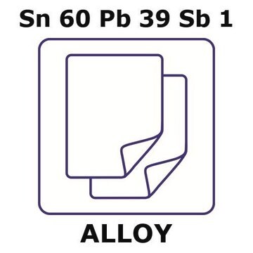 Tin-lead-antimony alloy, Sn60Pb39Sb1 foil, 25 x 25mm, 0.006mm thickness, light tight (lt)