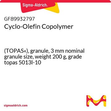 Cyclo-Olefin Copolymer (TOPAS«), granule, 3&#160;mm nominal granule size, weight 200&#160;g, grade topas 5013l-10