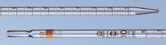 BRAND&#174; BLAUBRAND&#174; ETERNA graduated pipette, calibrated to deliver type 3, (zero on top), capacity 20&#160;mL , with 0.1 subdivisions, suitable for cotton plugs