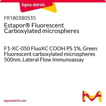 Estapor&#174; Fluorescent Carboxylated microspheres F1-XC-050 FluoXC COOH PS 1%, Green Fluorescent carboxylated microspheres 500nm, Lateral Flow Immunoassay - For ordering, click "Request more information"