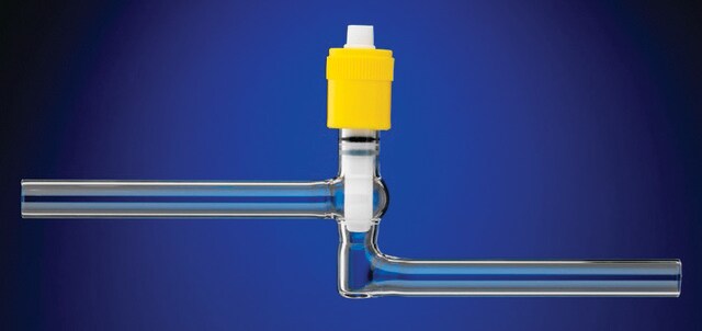 J. Young high-vacuum PTFE valve, straight through stopcock size 4&#160;mm, side arm O.D. 7&#160;mm