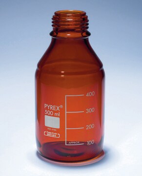 Pyrex&#174; Media-Lab Bottles, amber glass, with-out cap and pouring ring, with printed trace code capacity 25&#160;mL