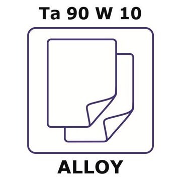 Tantalum-tungsten alloy, Ta90W10 foil, 50 x 50mm, 0.25mm thickness