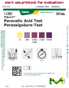 过氧乙酸测试 colorimetric, 500-2000&#160;mg/L (peracetic acid), MQuant&#174;