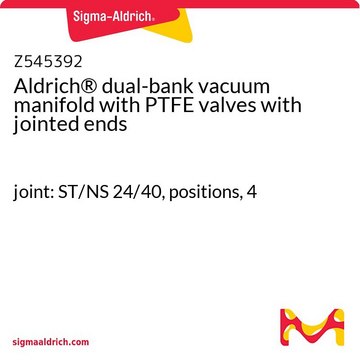 Aldrich&#174; dual-bank vacuum manifold with PTFE valves with jointed ends joint: ST/NS 24/40, positions, 4