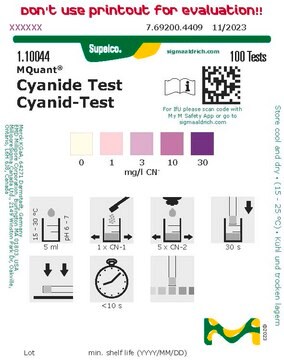 Test cyjanku colorimetric, CN- 10-30&#160;mg/L, MQuant&#174;