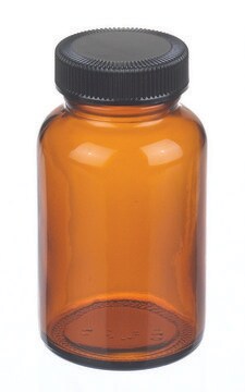 Wheaton wide-mouth bottle wide-mouth amber soda-lime glass bottle, capacity (125&#160;mL), flat vinyl liner