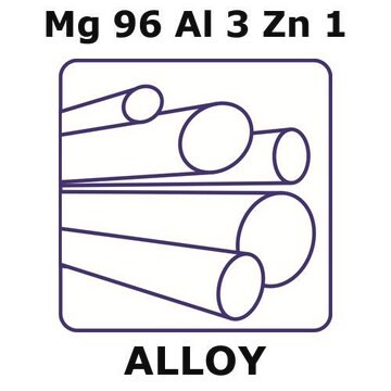 Magnesium-aluminum-zinc alloy, Mg96Al3Zn1 980mm rod, 3mm diameter, extruded