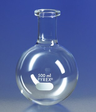 Pyrex&#174; round-bottom boiling flask, short ring neck capacity 500&#160;mL