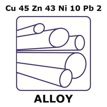 Nickel silver rod, Cu 45%/Zn 43%/Ni 10%/Pb 2%, 20.5&#160;mm diameter, length 100 mm