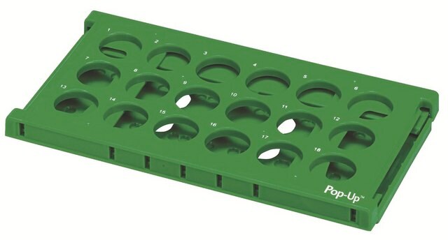 Pop-Up チューブラック 18 x 50 mL, green polypropylene rack