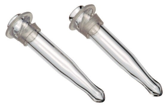 Einsatz für 2-ml-Fläschchen mit Standardöffnung, 4,6 mm ID volume 0.15&#160;mL, conical clear glass (with polyflange), O.D. × H 5&#160;mm × 29&#160;mm, pkg of 100&#160;ea