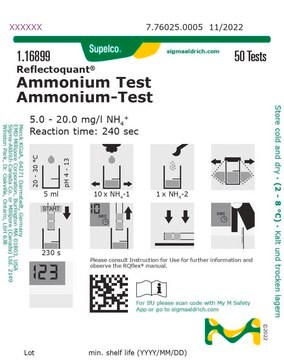 铵测试 reflectometric, 5.0-20.0&#160;mg/L (NH4+), for use with REFLECTOQUANT&#174;