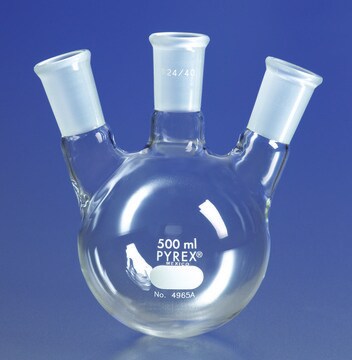 Pyrex&#174; round-bottom three neck angle type distilling flask capacity 100&#160;mL